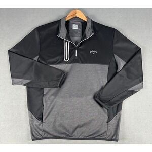 Callaway Gray Half Zip Mens XL Black Grey Mixed Media Performance Golf UPF